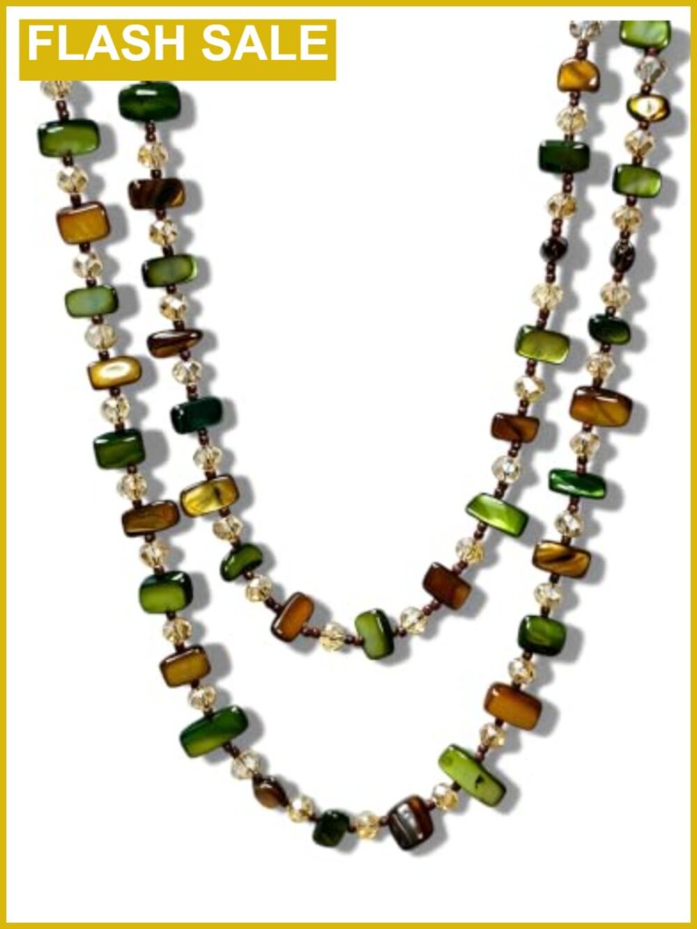 Long Boho Layered Beaded Strand Necklace Handmade Natural Stone 48 Inch